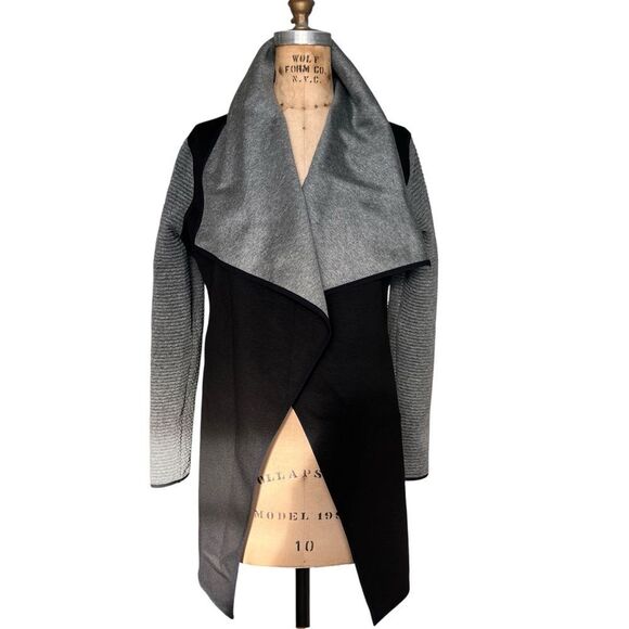 MICHI Black Gray Open-Front Draped Collar Jacket Size S - Picture 1 of 11